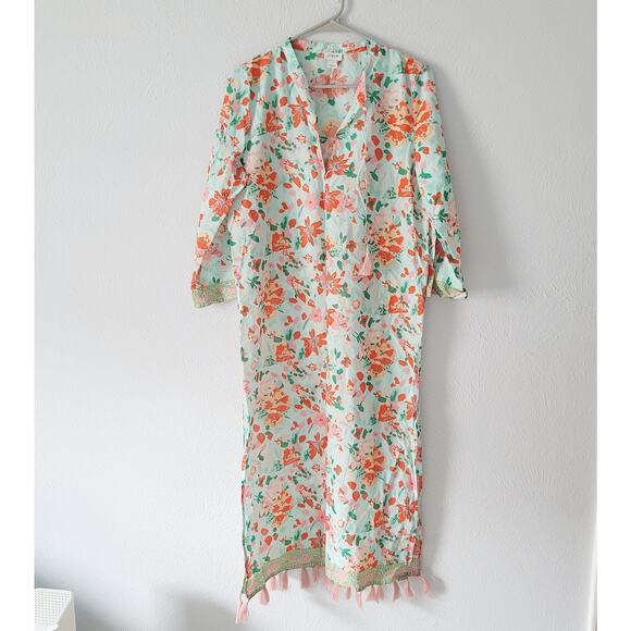 J.crew Women's Floral boho printed beach caftan size small - Picture 1 of 13